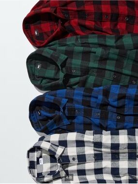 🏁🧳✅📣Uniqlo Plaid Flannel Shirt - Red, Green, Blue, Black/White Bundle